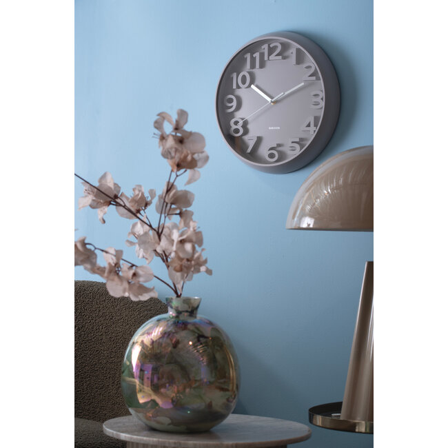 Wall Clock Elevated Classic Numbers Warm Grey