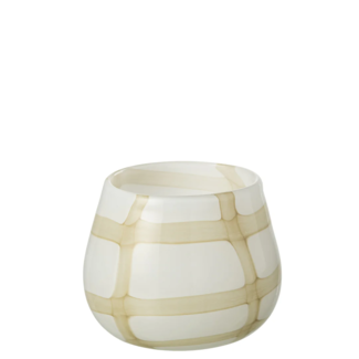 Windlicht Fuzzy Groen/Wit Ø11 cm Windlicht Fuzzy Groen/Wit Ø11 cm