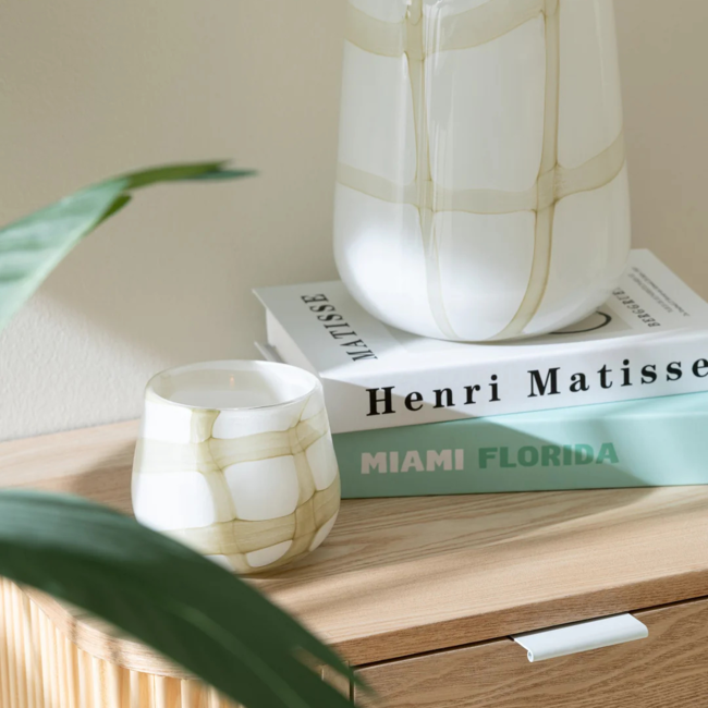 Windlicht Fuzzy Groen/Wit Ø11 cm