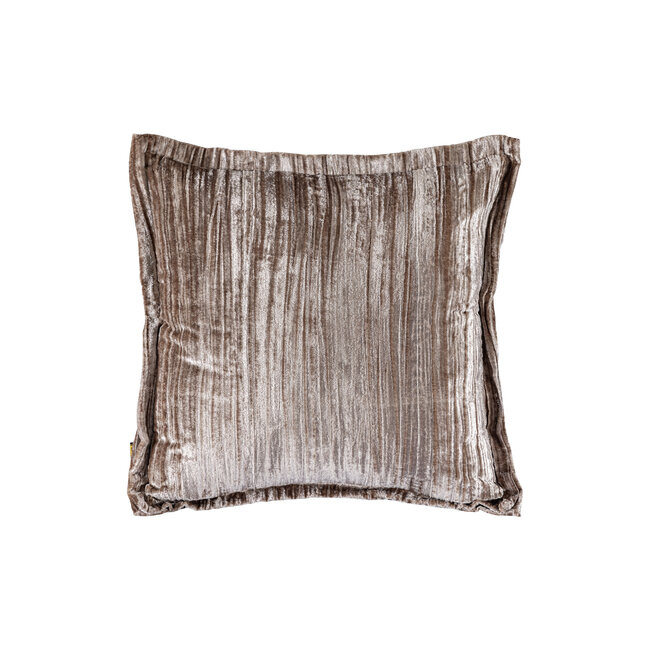 PTMD Senny Beige velvet cushion ruffle rim square S