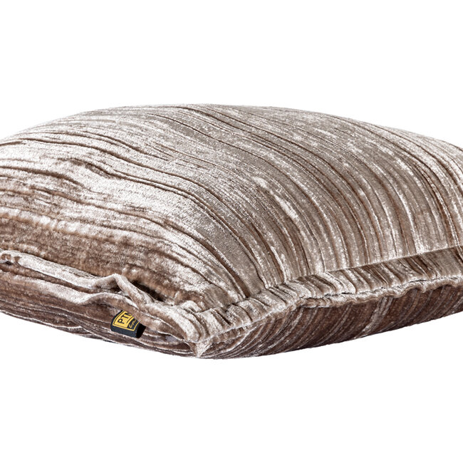 PTMD Senny Beige velvet cushion ruffle rim square S