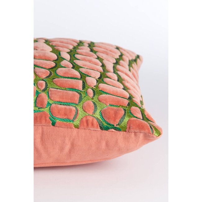 Light & Living Kussen 45x45 cm TOMBA groen+koraal