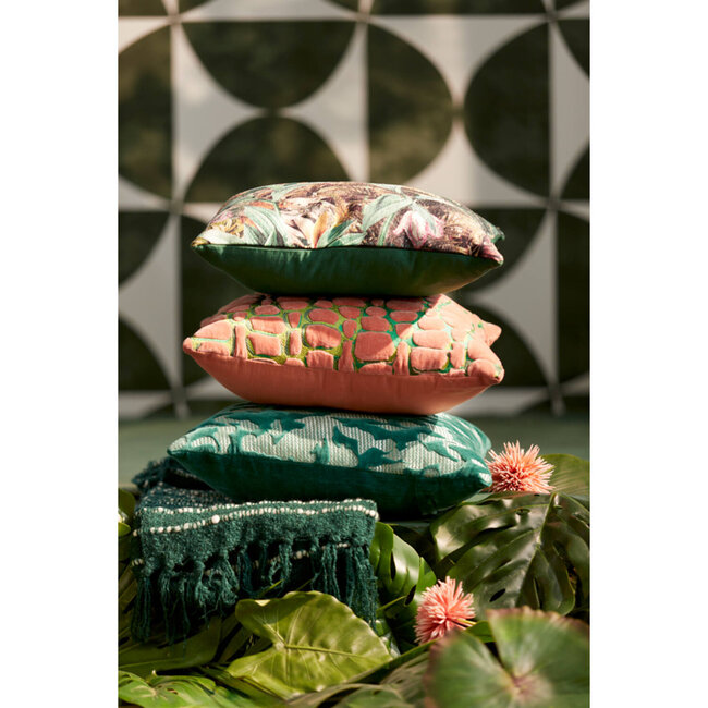 Light & Living Kussen 45x45 cm TOMBA groen+koraal