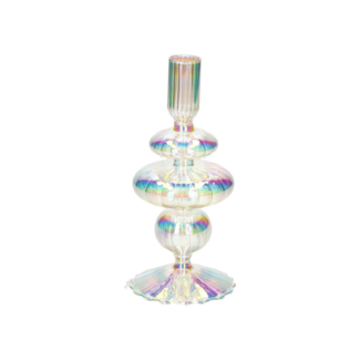 Voile Glazen Kandelaar met Parlemoer Effect – 20 cm