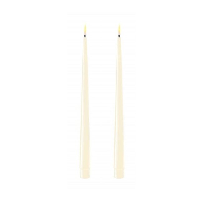 Deluxe Homeart Cream LED Shiny Dinner Candle Ø2,2x28 cm 2 pcs.