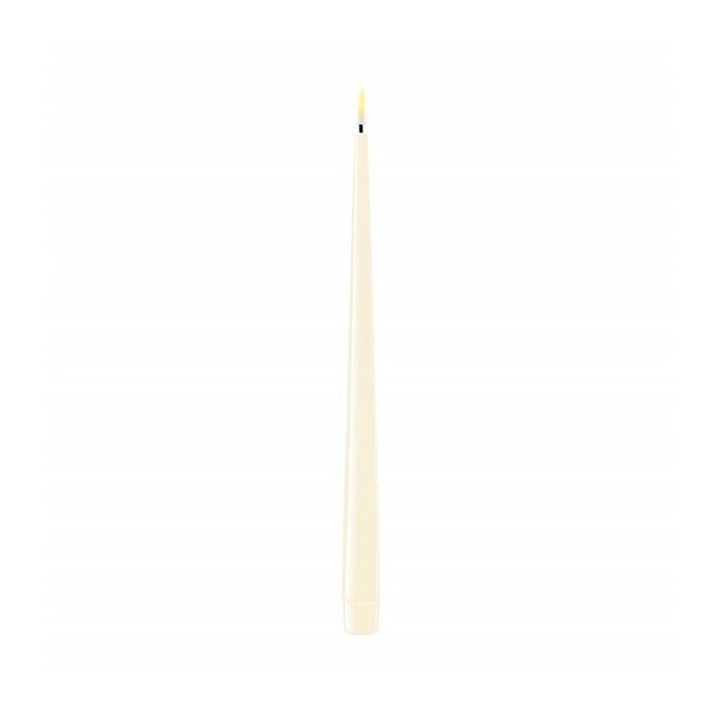 Deluxe Homeart Cream LED Shiny Dinner Candle Ø2,2x28 cm 2 pcs.