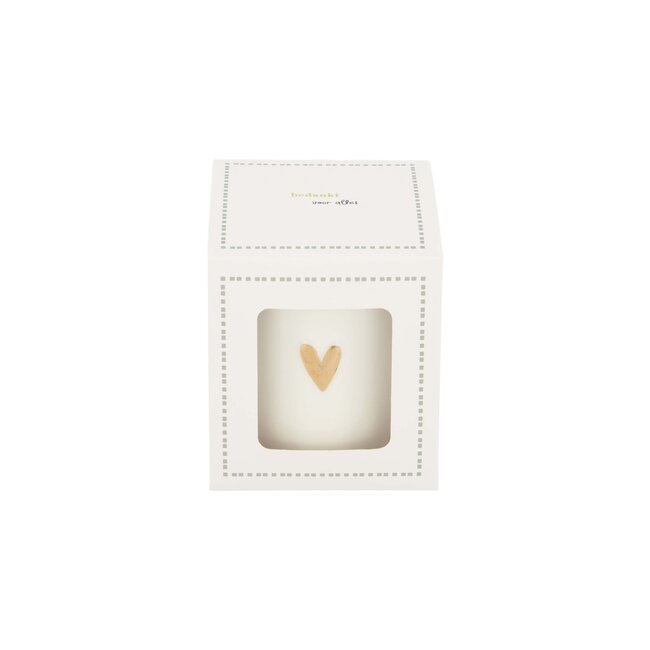 Zusss Geurkaars keramiek in doosje bedankt wit/goud/grijsblauw