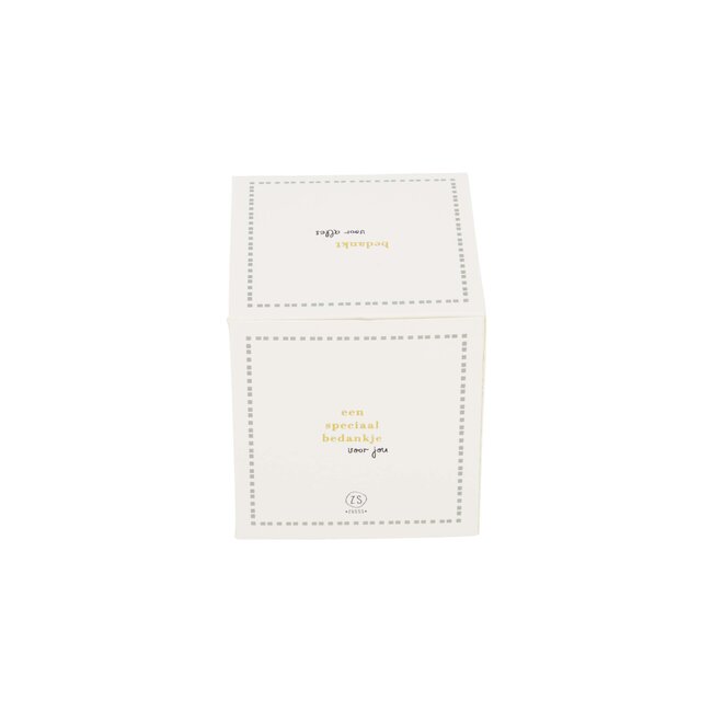 Zusss Geurkaars keramiek in doosje bedankt wit/goud/grijsblauw