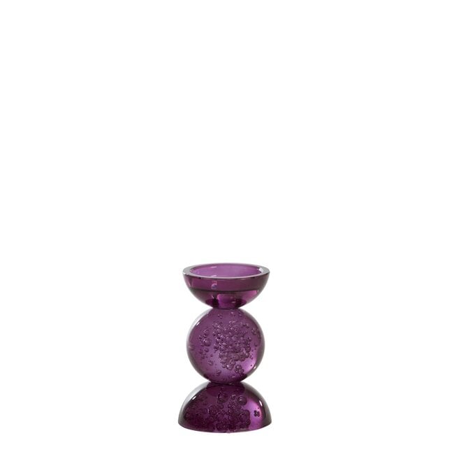 Light & Living Kaarsenhouder Ø9,5x15,5 cm ITINGA glas bubbel paars