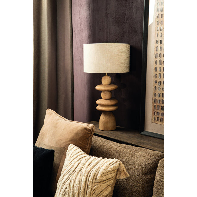PTMD Callain Natural mango wood table lamp base round