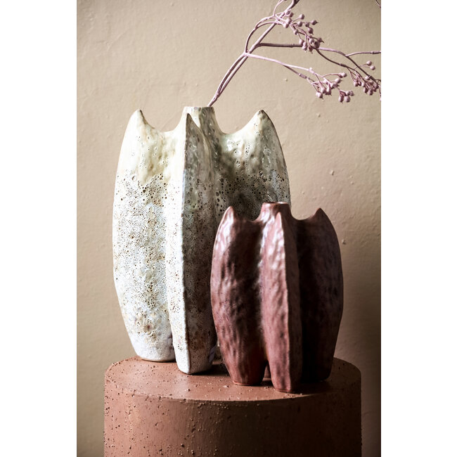 PTMD Shareece Cream ceramic shaped vase middle