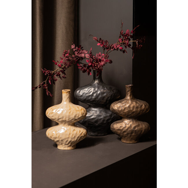 PTMD Chelsean Cream oval bulby shaped ceramic vase S