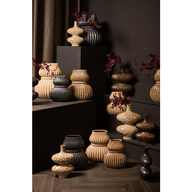 PTMD Chelsean Cream oval bulby shaped ceramic vase S