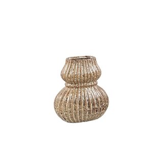 PTMD Halta Brown oval ceramic bulby vase ribbed S