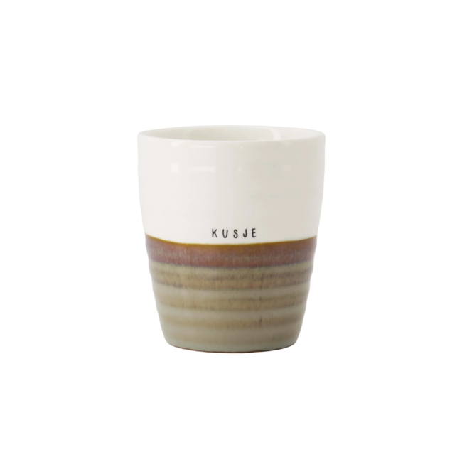 Zusss Koffiemok kusje grijsblauw/wit