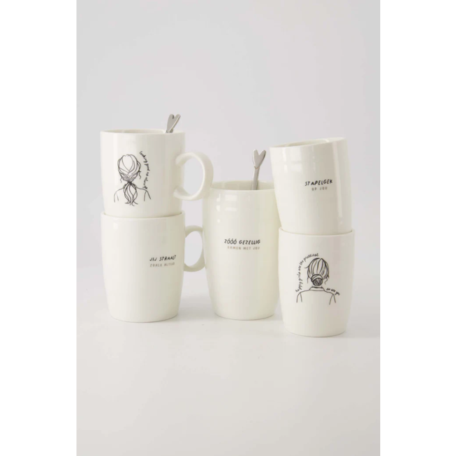 Zusss Mok L zoo gezellig wit/zwart