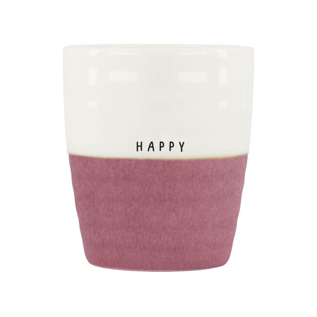 Zusss Koffiemok happy wit/burgundy
