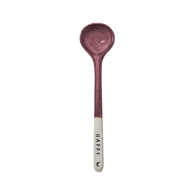 Zusss Lepeltje keramiek happy wit/burgundy