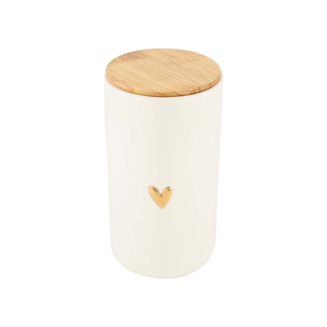 Zusss Voorraadpot met deksel keramiek L hartje wit/goud