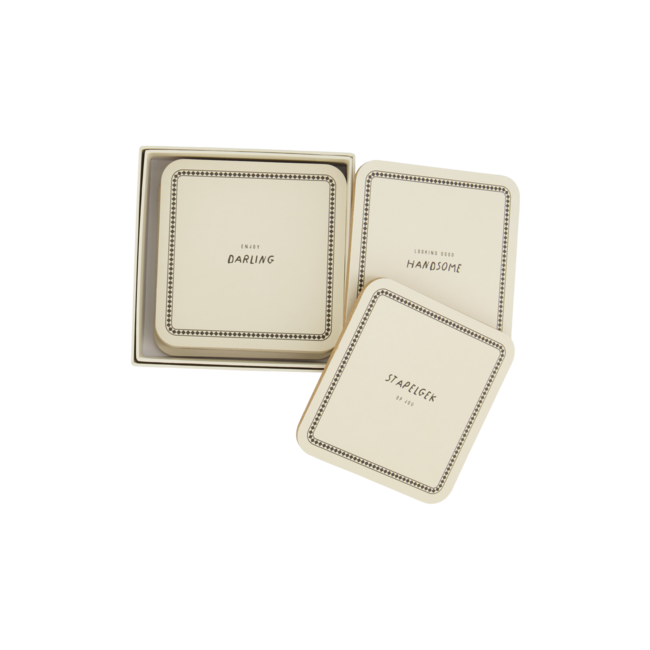 Zusss Set van 6 onderzetters zand/antracietgrijs