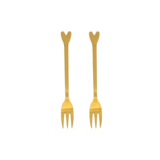 Zusss Set van 2 vorkjes hartje goud