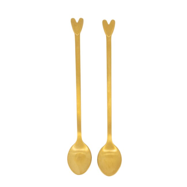 Zusss Set van 2 lange lepels hartje goud