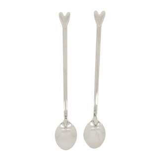 Zusss Set van 2 lange lepels hartje zilver Zusss Set van 2 lange lepels hartje zilver