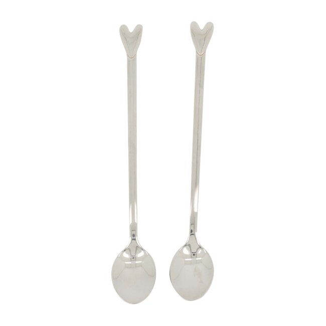 Zusss Set van 2 lange lepels hartje zilver
