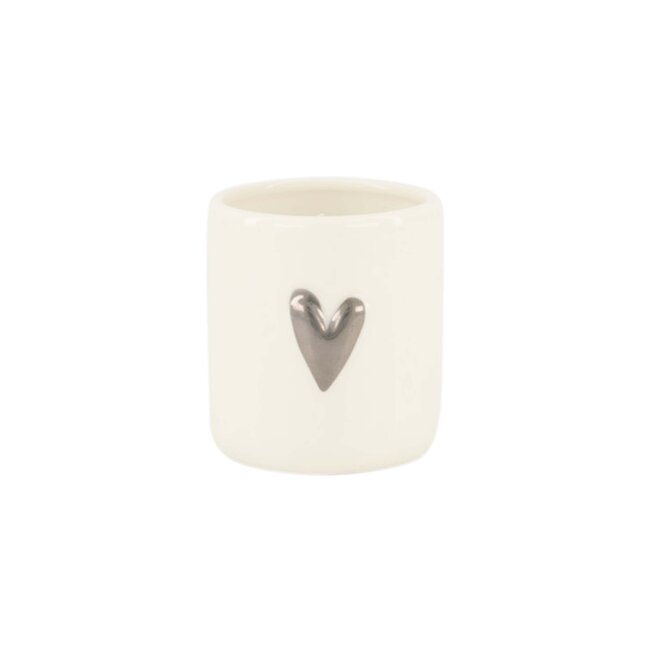 Zusss Geurkaarsje keramiek hartje wit/zilver