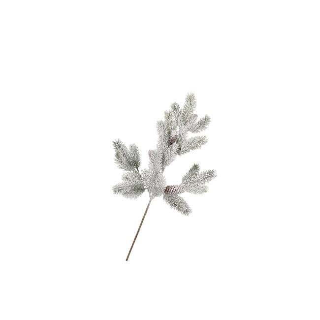 Silk Pine with Cone and snow 64 cm