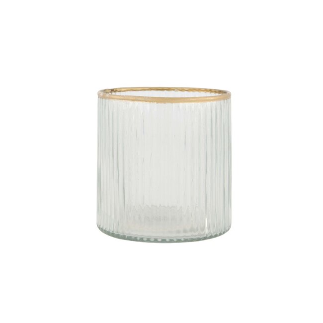 Zusss Waxinelichthouder glas ribbel transparant
