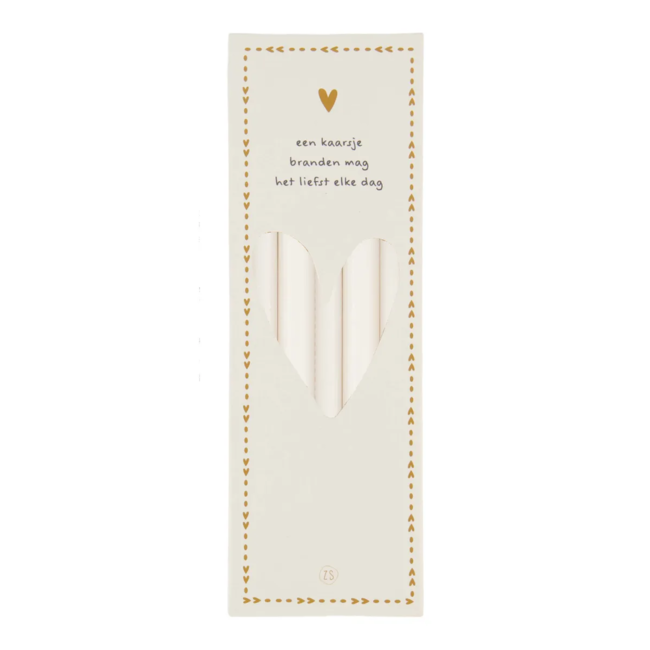 Zusss Doosje met 10 smalle kaarsjes 17cm off white