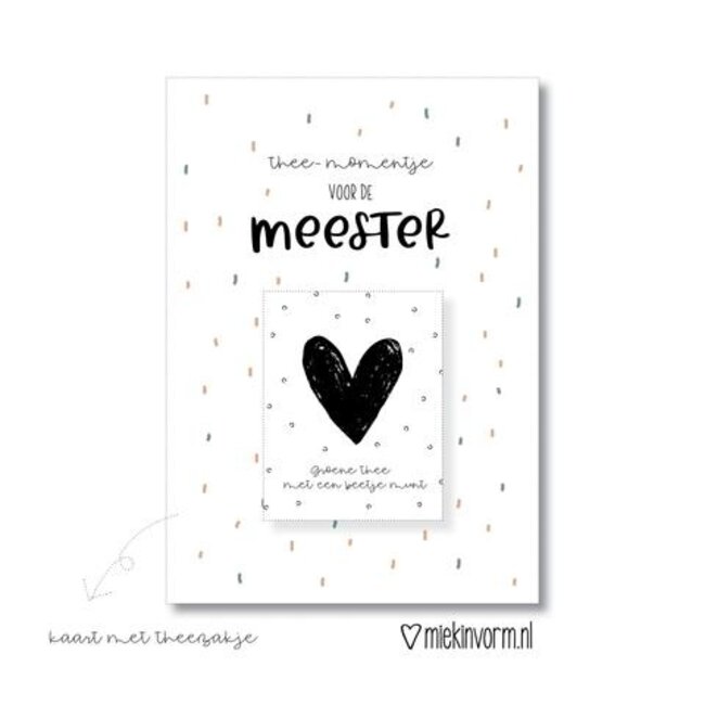 Ansichtkaart + Theezakje, Theemoment voor de Meester