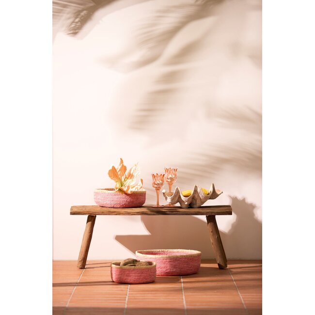 Light & Living Theelicht op voet Ø9,5x21 cm FLORA glas mat koraal + koraal