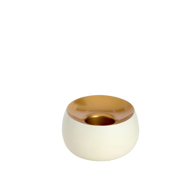 Light & Living Theelicht Ø12x9 cm VEROLI mat crème+goud