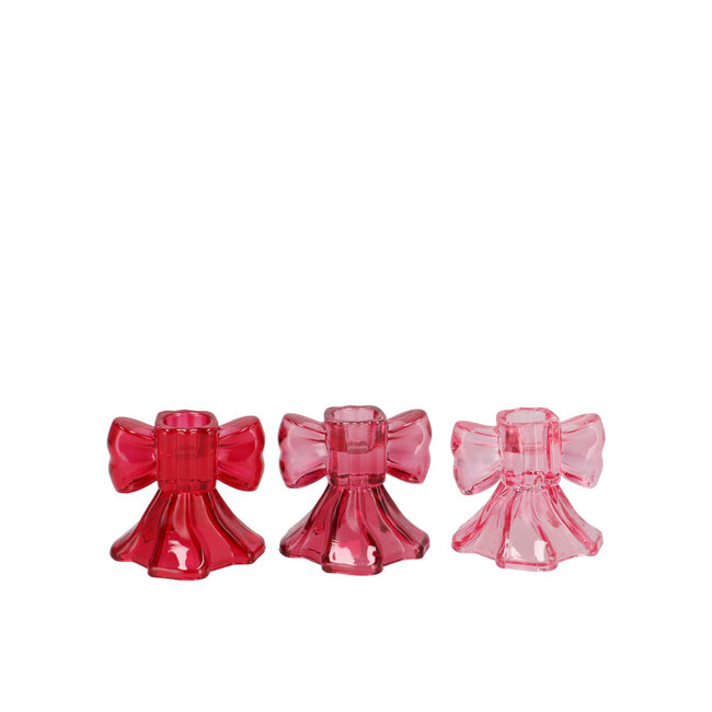 Kandelaar Bolly Jolly Pink Mix Bow Tie 3 ass. 8x8x7 cm