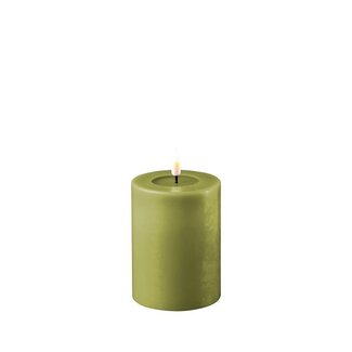 Deluxe Homeart Olive Green LED Candle Real Flame Ø7,5 x10cm