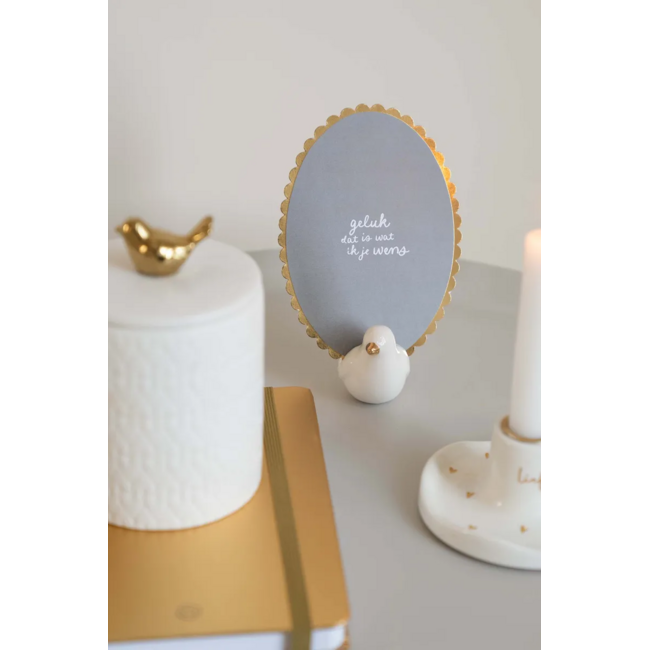 Zusss Keramieken kaartenhouder vogel wit