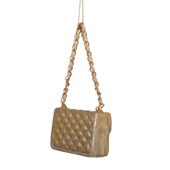 Vondels Ornament glass champagne opal fashion bag H5.5cm