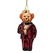 Vondels Ornament glass burgundy bear in clothes H11cm