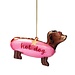 Vondels Ornament glass bubblegum pink hotdog dachshund H6cm
