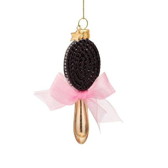 Vondels Ornament glass shiny gold hair brush H10.5cm