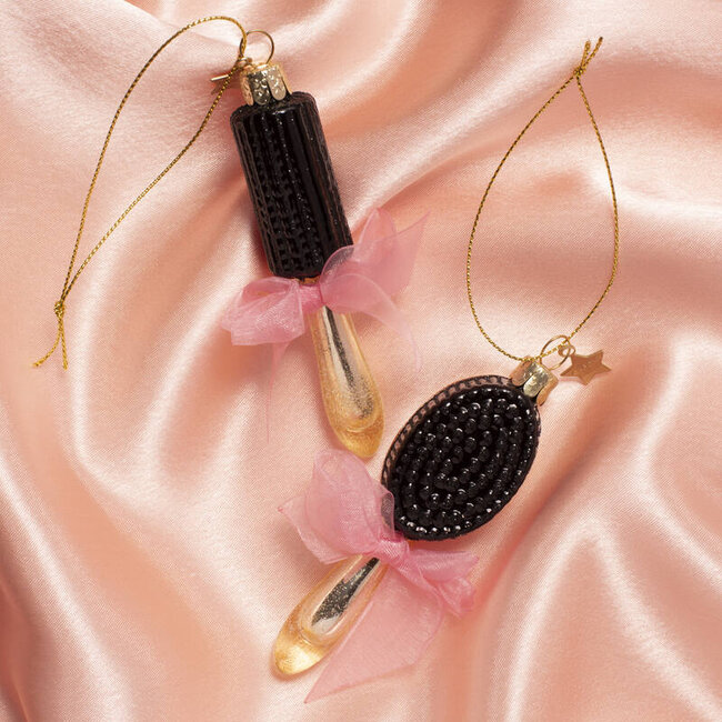 Vondels Ornament glass shiny gold hair brush H10.5cm
