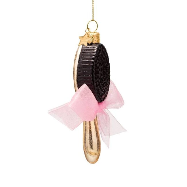 Vondels Ornament glass shiny gold hair brush H10.5cm