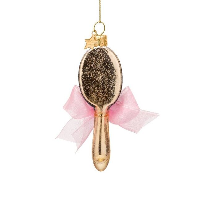 Vondels Ornament glass shiny gold hair brush H10.5cm
