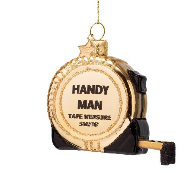 Vondels Ornament glass shiny gold tape measure H6.5 cm