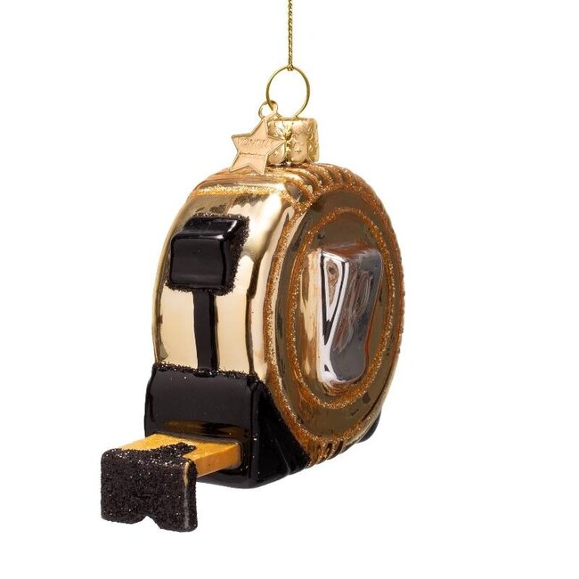 Vondels Ornament glass shiny gold tape measure H6.5 cm