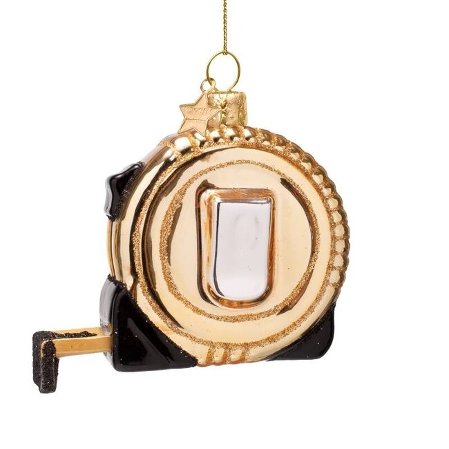 Vondels Ornament glass shiny gold tape measure H6.5 cm