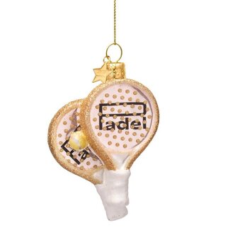 Vondels Ornament glass opal soft pink padel racket H9.5cm