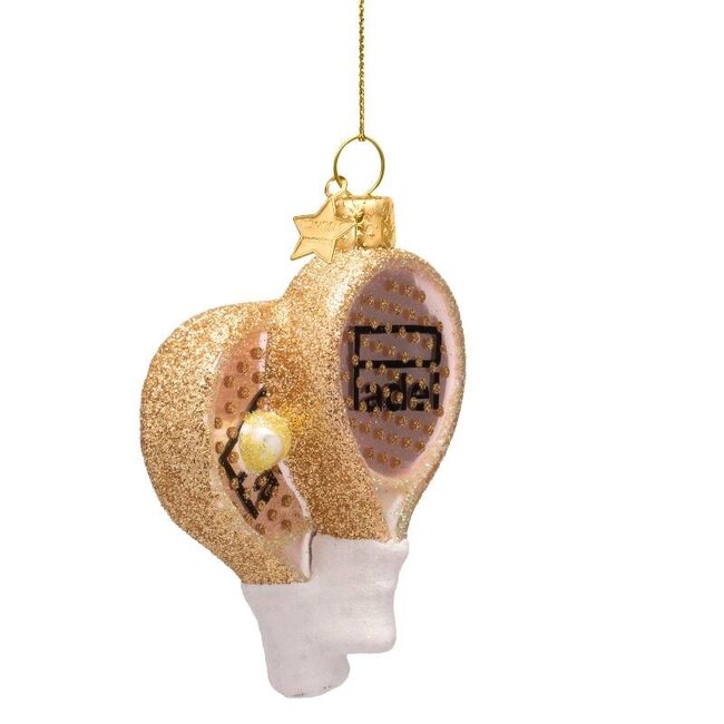 Vondels Ornament glass opal soft pink padel racket H9.5cm